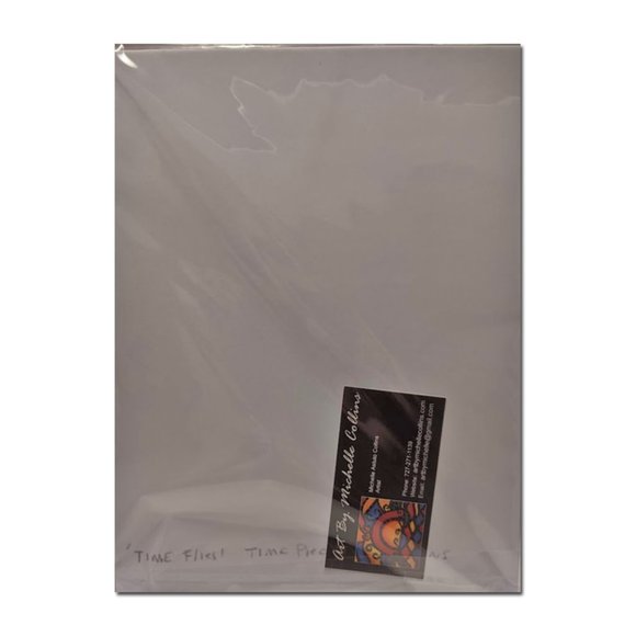 Colorful Red Matted Abstract Art Print Time Flies Artist Signed - Picture 2 of 8